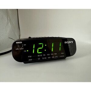 Sony Dream Machine Alarm Clock Radio ICF-C212 Black Green LED Good Condition